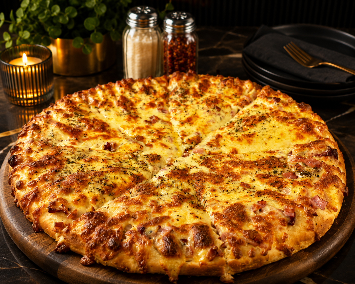 Pizza jamón y queso